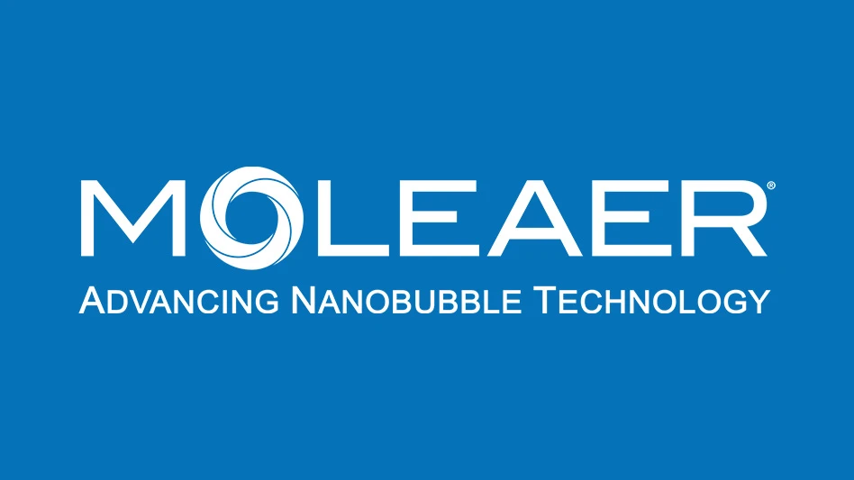 A logo with white text on a blue background reads Moleaer Advancing Nanobubble Technology